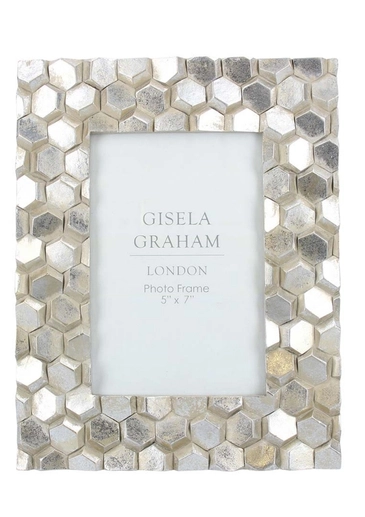 6X4 Photo Frame - Silver Hexagon Pattern - Gisela Graham