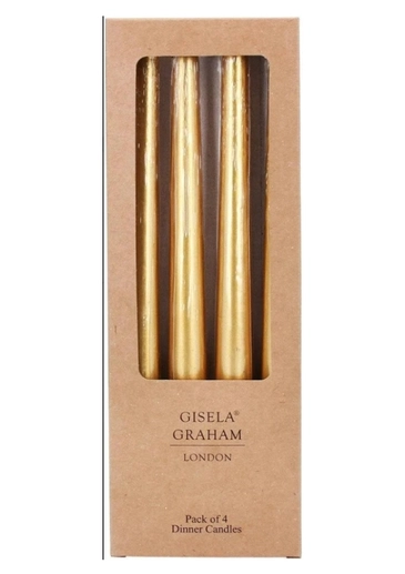 Dinner Candles - Gold Pack Of 4 - Gisela Graham