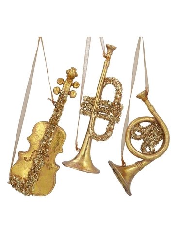 Gold Glittery Violin Hanging Decoration - Gisela Graham