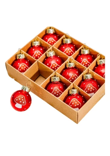 Mini Mushroom Baubles Set 12 - Tree Decor - Sass And Belle