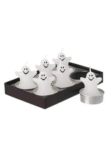 Six Smiley Ghost Tealight Candles - Heaven Sends